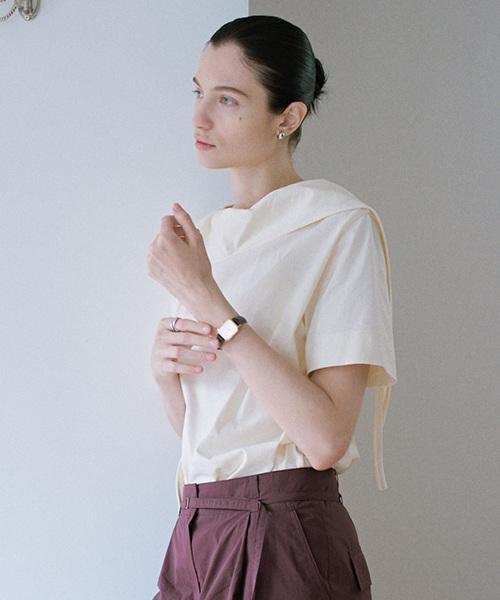 Onaenon Tie Jersey Blouse New6Me403_3Color