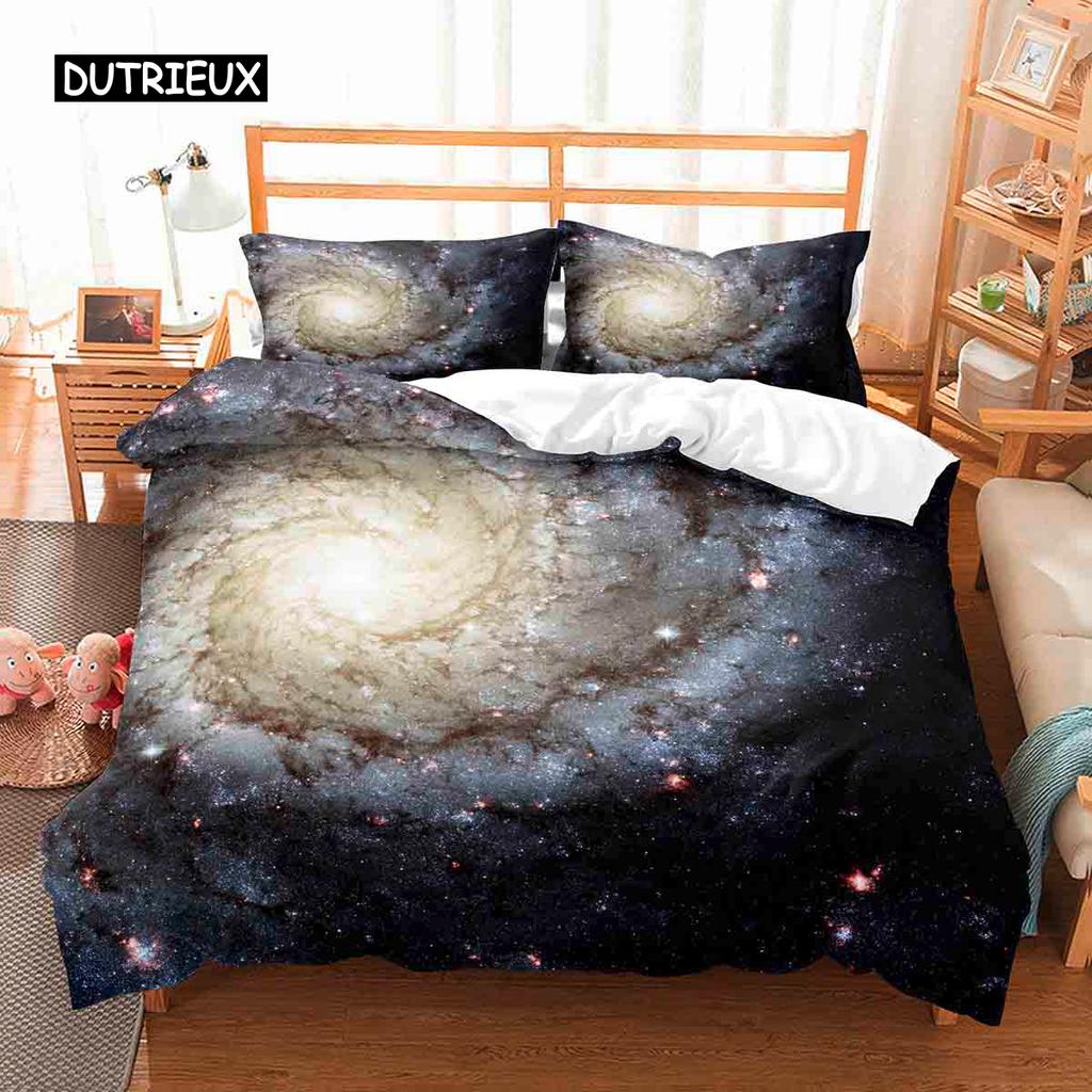 Hubble Image King Queen Duvet Cover Vast Starry Sky Bedding Set Bright Universe Landscape Quilt Cover Polyester Comforter Cover