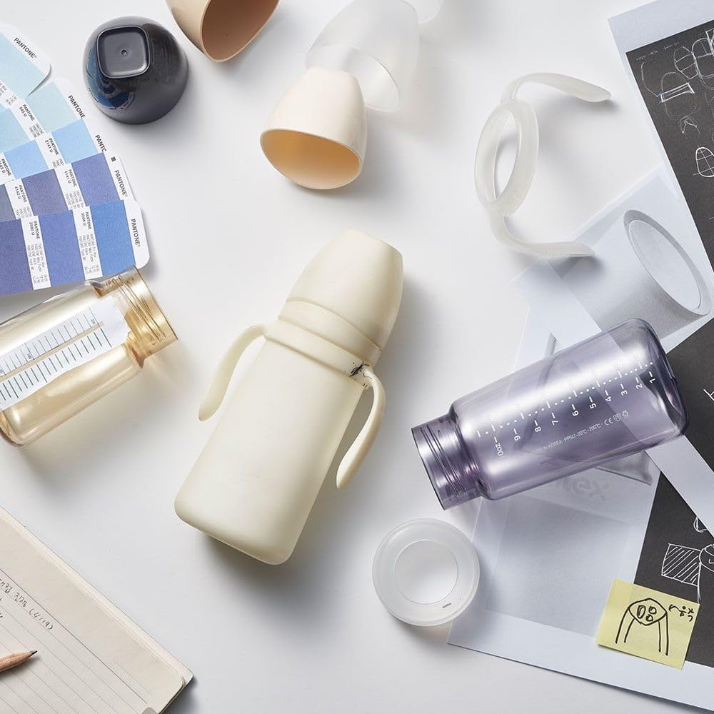 MOTHER-K Anti-Reflux Lightweight Straw Cup with Lid, Leak-Proof, 300ml, Approx. 7×19cm, Food Sanitation Law Compliant, BPA-Free, Cream