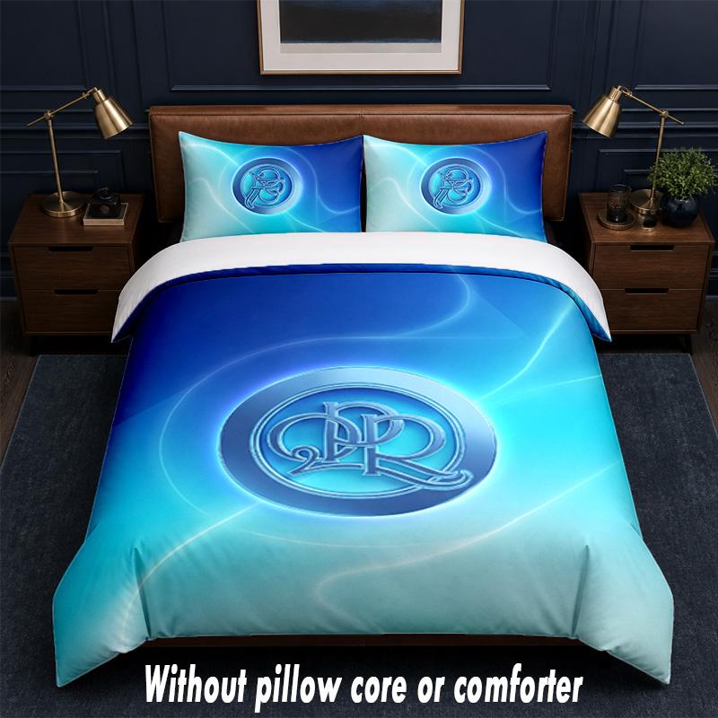 Queens Park Rangers Football Design Bed Bedding Set 1 Duvet Cover + 2 Pillowcases Soft Breathable Household Bed Linens