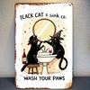Print Black Cat Wash Reminder   Rectangular Iron Metal Vintage Decorative Art Sign Suitable for Home Bathroom Bathroom