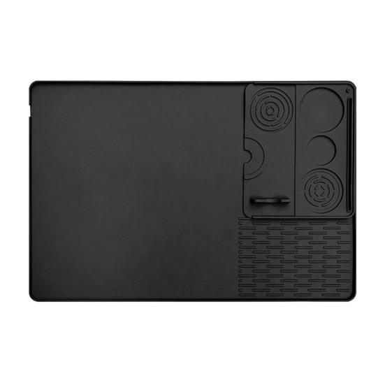Silicone Coffee Machine Mat Non-Slip Heat Resistant Bar Tray with Removable Drying Rack Spill-Proof Cafe Accessories