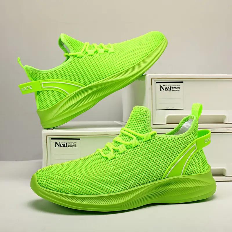 Fashion Green Big Size 47 Mesh Shoes Men Breathable Running Shoes for Men Tennis Shoes Mens Summer Sneakers Outdoor Jogging Shoes Men