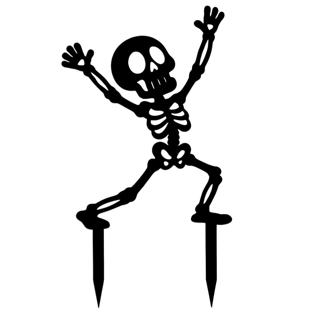 Dancing Skeleton Garden Stake Decorations Skull Humorous Art Stakes Garden Entry
