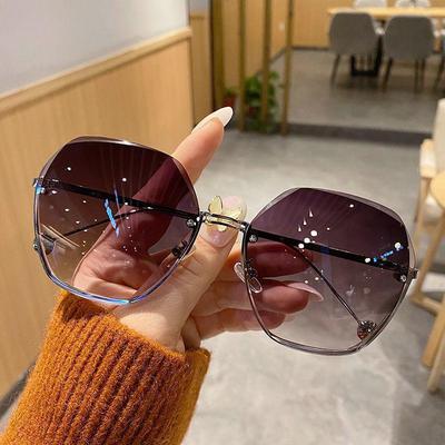 2023 Trendy Rimless Gradient Sunglasses: Korean Fashion Large Frame Women's Glasses.