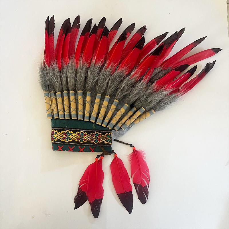 

Indian Native Hat Feather Headdress Decorative Men Women Head Accessories for Stage Halloween Party Fancy Dress Masquerade