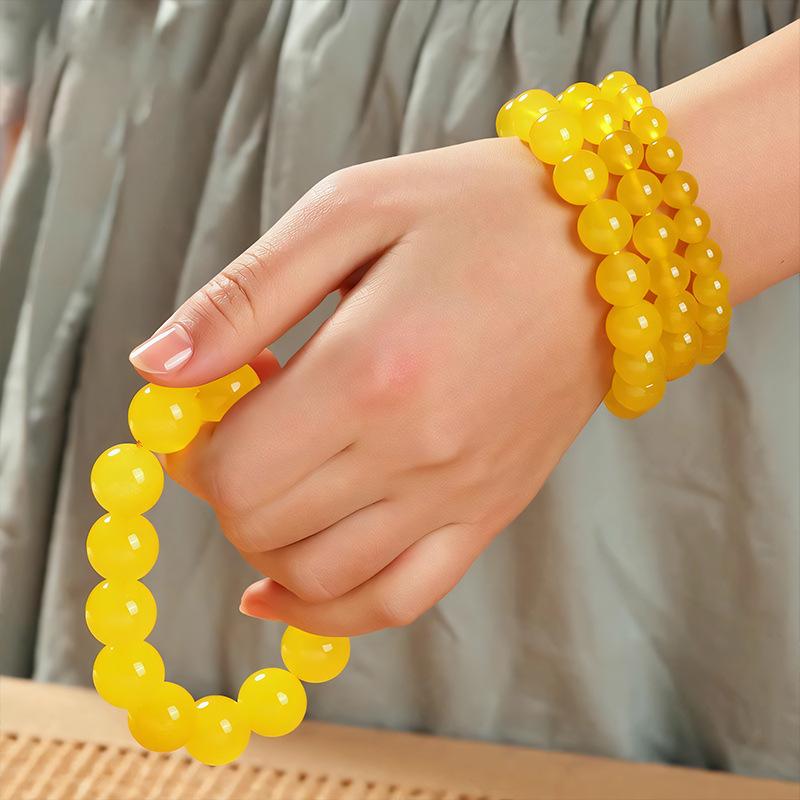 7A Grade Natural Yellow Agate Bracelet Ring Set for Men & Women
