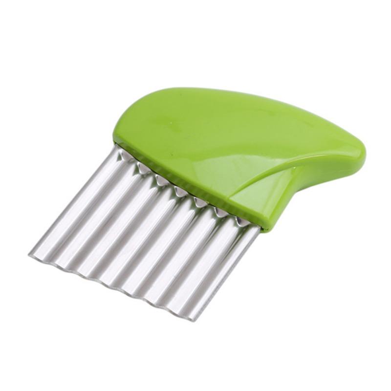 Crinkle Cutter Blade Waffle Fry Cutter Stainless Steel Vegetable Potato Wavy Chopper Knife French Fry Slicer for Carrot Onion
