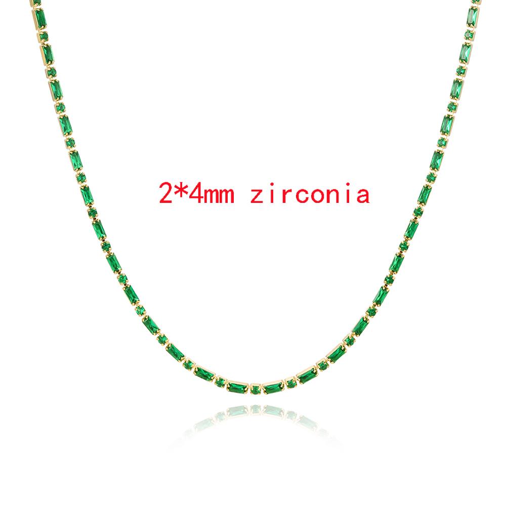 

Green Cubic Zircon CZ Hip Hop Tennis Chain Necklace Wholesale 18k Gold Emerald Crystal Street Party Choker Jewelry