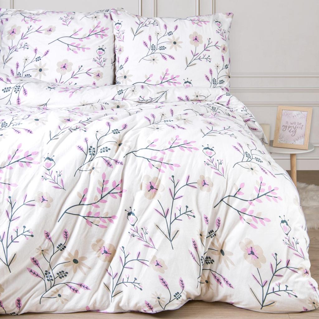 Bedding set 160x200 JERSEY 100% COTTON flowers duvet cover + pillowcases