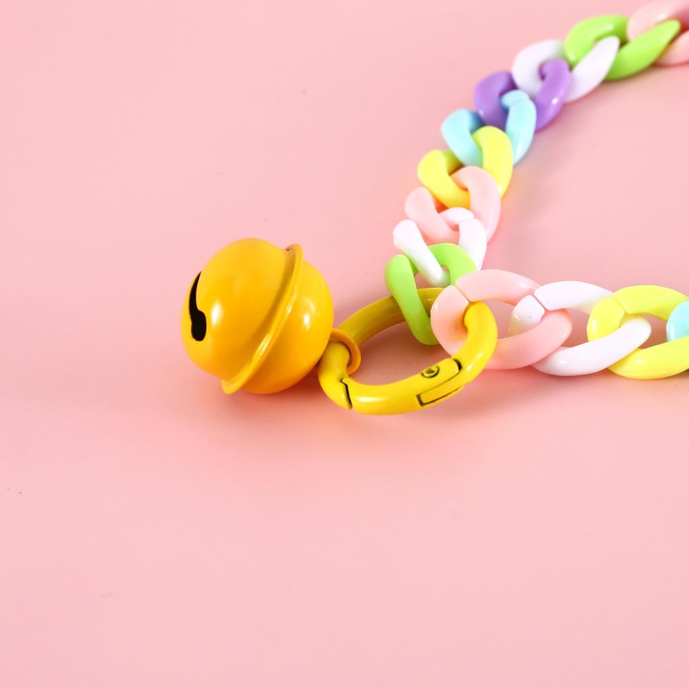 Classic Pet Cat Collar with Bell Macaron Candy Color Resin Chain Ball Necklace Necklace Birthday Princess Accessories for Cat Dog Rabbit