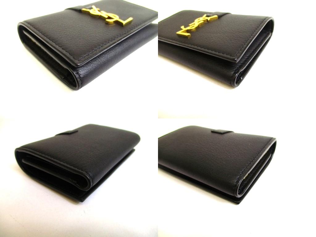 Authentic Saint Laurent YSL Black Leather 6 Pics Key Chain #b135  Open box