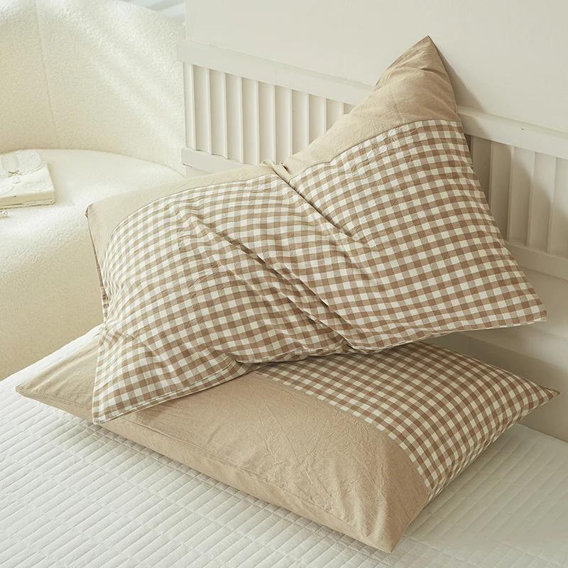 Home Pillowcase Cotton Pillow Cover Plaid Pillowslip Pillow Case Rectangle Pillowslip Pillow Case Bedroom Sofa Cushion Cover