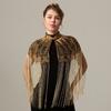 Luxury Long Tassels Indian Shawl with Beadwork And Soft Polyester Fabric Bohemian Fringe Evening Wrap