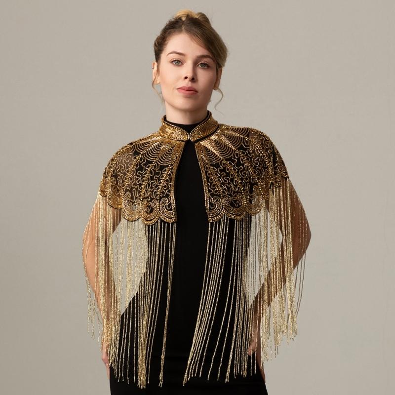 Luxury Long Tassels Indian Shawl with Beadwork And Soft Polyester Fabric Bohemian Fringe Evening Wrap