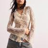 2025 New Autumn Lace Shirt Slim Fit Niche Design Commuting Slightly See-through Top for Women