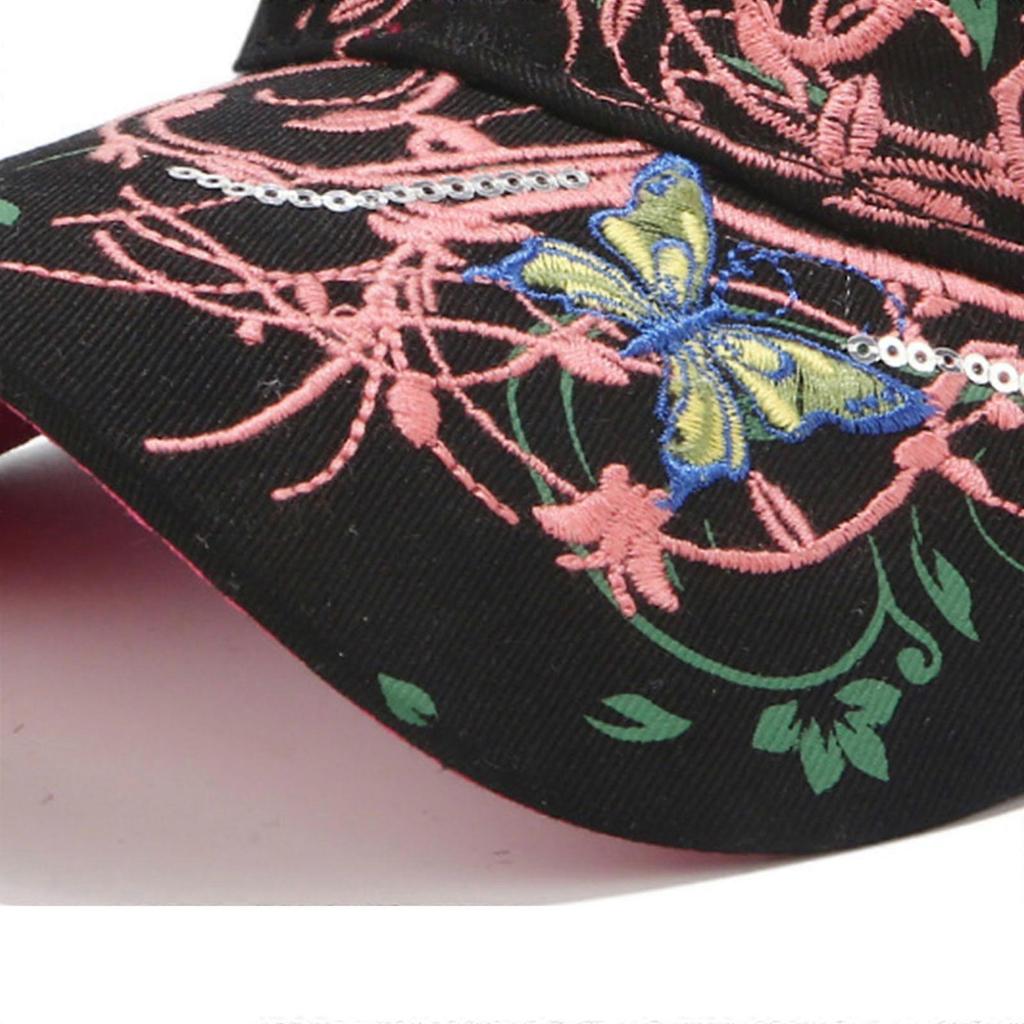 Butterfly Embroidered Sun Hat Comfortable Breathable Baseball Hat For Women Outdoor Cycling Running Tennis Hiking  White
