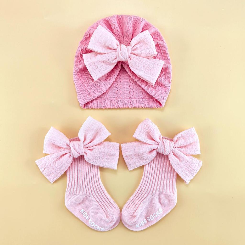 Europeisk & Amerikansk Baby Jacquard Rosettmössa - Söt Spädbarnspullover & Nyföddsmössa