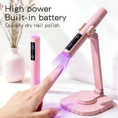 LINMANDA Handheld Nail Lamp Portable LED Nail Lamp with Stand Rechargeable Suitable for Gel Nail Polish and DIY Nail Art