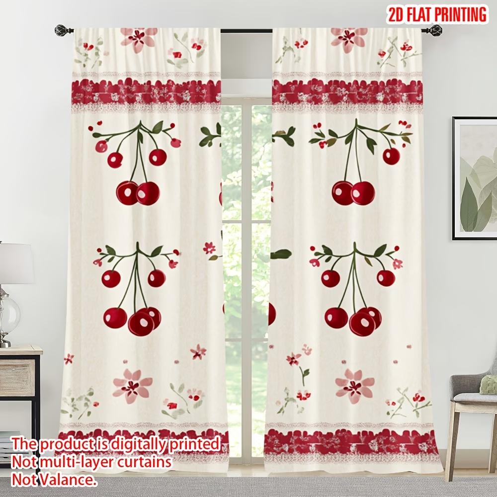 2PCS Digital Printed Curtains, Cherry Blossom Floral Japanese Sakura, Window Treatments for Living Room Bedroom Home Decoration