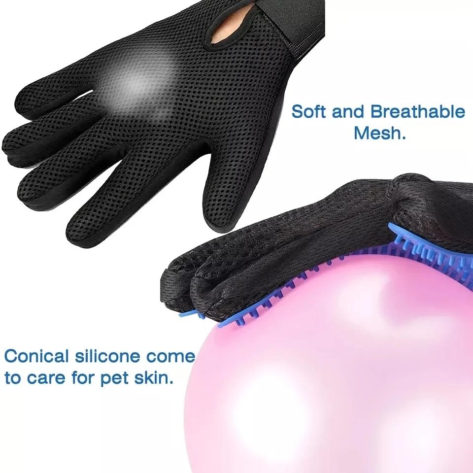 2 Sided Pet Grooming Glove for Dog Cat Rabbit Massage Brush Bath Cleaning De-Shedding De-Matting Fur Hair