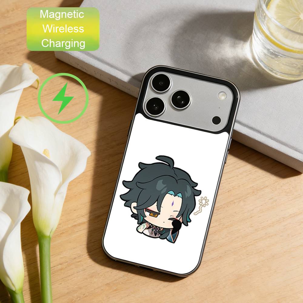 

A-Alatus Chibi Cute Phone Case For iPhone17,16,15,14,13,12,11 Max Black Wireless Charging Protecitve Cover iPhone16