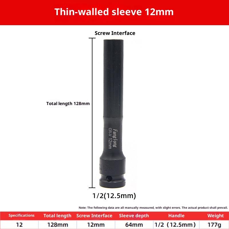 2In1 8-12Mm Long Impact Hex Socket Set Wrench Hex Socket With Variation 1/2"Drive Carbon Black Steel