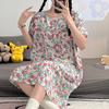 Cotton and Silk Nightgown Women's Spring, Summer and Autumn Casual Short-sleeved Large-size Printed Pajamas Summer Thin High-end Sensitive Cotton Whol
