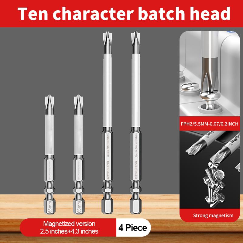 Non-slip Cross Screwdriver Set Magnetic Batch Head Magnetic Batch Head Impact Screw Driver Bit 65mm  110mm