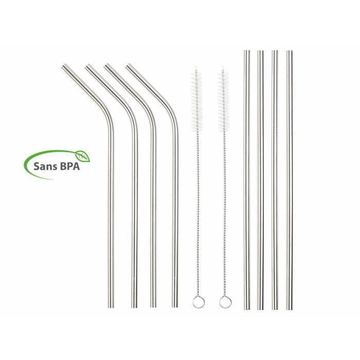 

Набір з 8 соломинок з нержавіючої сталі