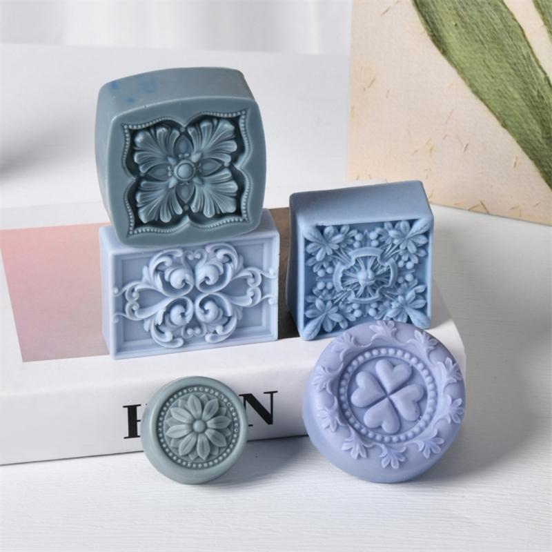 Retro Designs Silicone Soap Mould for Handmade Craft with Artistic Pattern Easy Releases and Dishwasher Safe