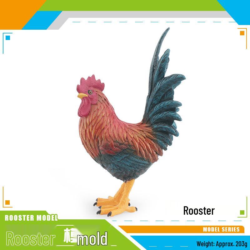 Cross-border Farmyard Decorative Chicken Figurines: Rooster, Hen, and Chicks Pecking in Courtyard with Woman, Rice, and Flower Bed