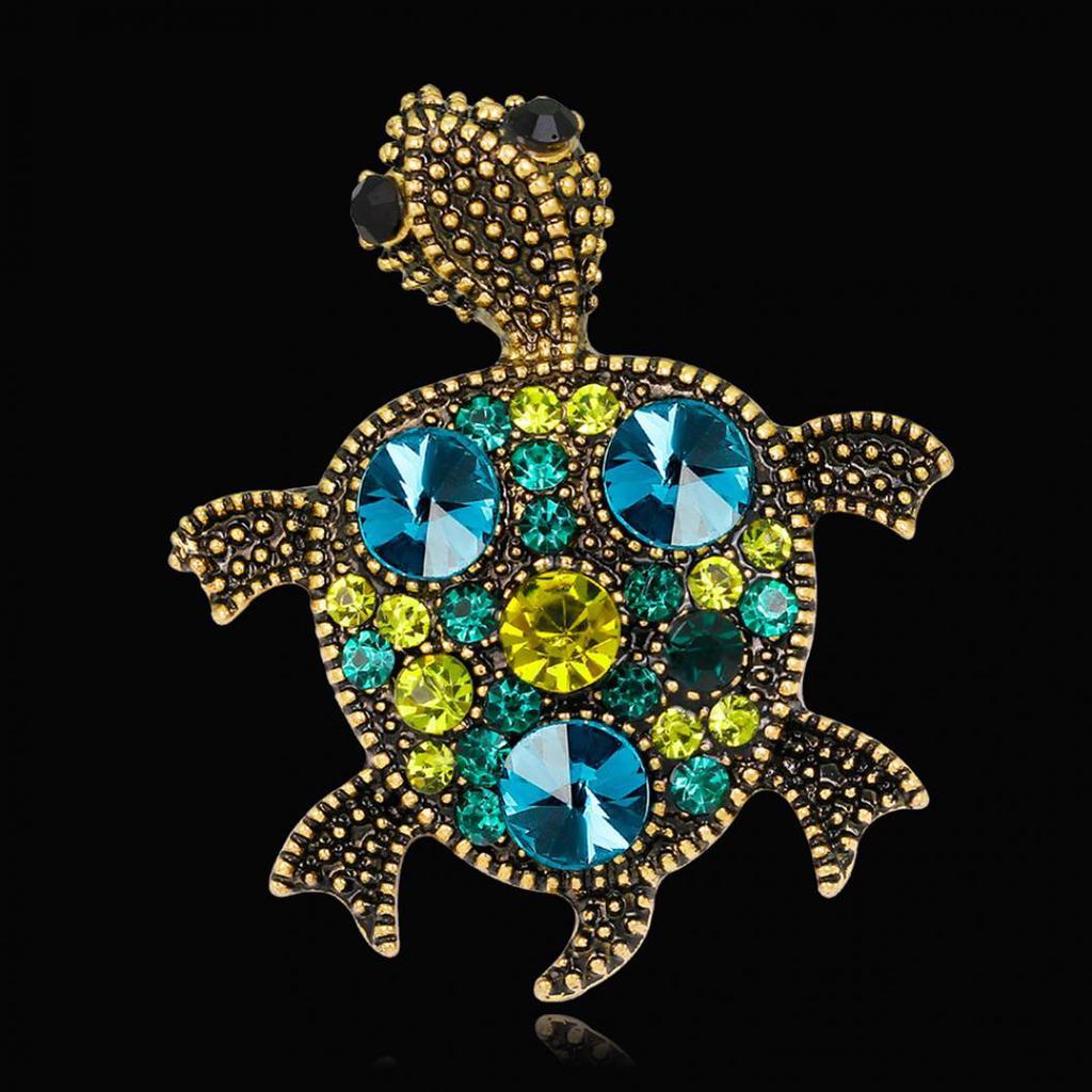 Multi-Color Rhinestone Tortoise Bouquet Party Brooch Pin Dress Scarf Accessory KTJ