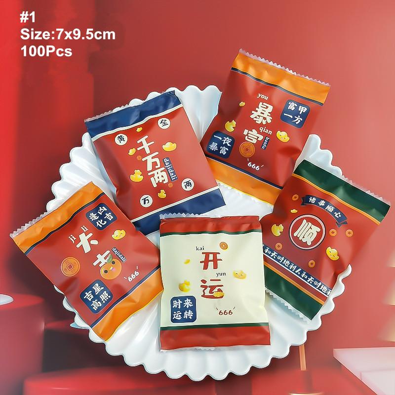 Chinese New Year Snowflake Crisp Biscuit Cookie Candy Packing Bags Manual Baking Packing Machine Sealing
