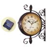 Decorative Clock European Style Rust-proof Wrought Iron Battery Operated Non-Ticking Retro Wall Clock