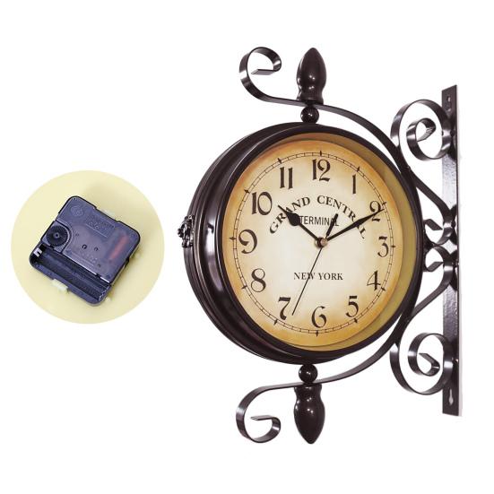 Decorative Clock European Style Rust-proof Wrought Iron Battery Operated Non-Ticking Retro Wall Clock