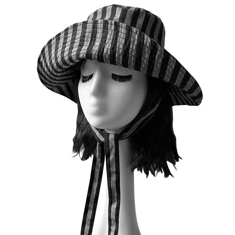 Freedom Outdoors Women's French Style Bow Tie Bucket Hat For Wide Brim Striped Sun Cap With Drawstring, Spring Summer Outdoor Uv Hat 56-58Cm