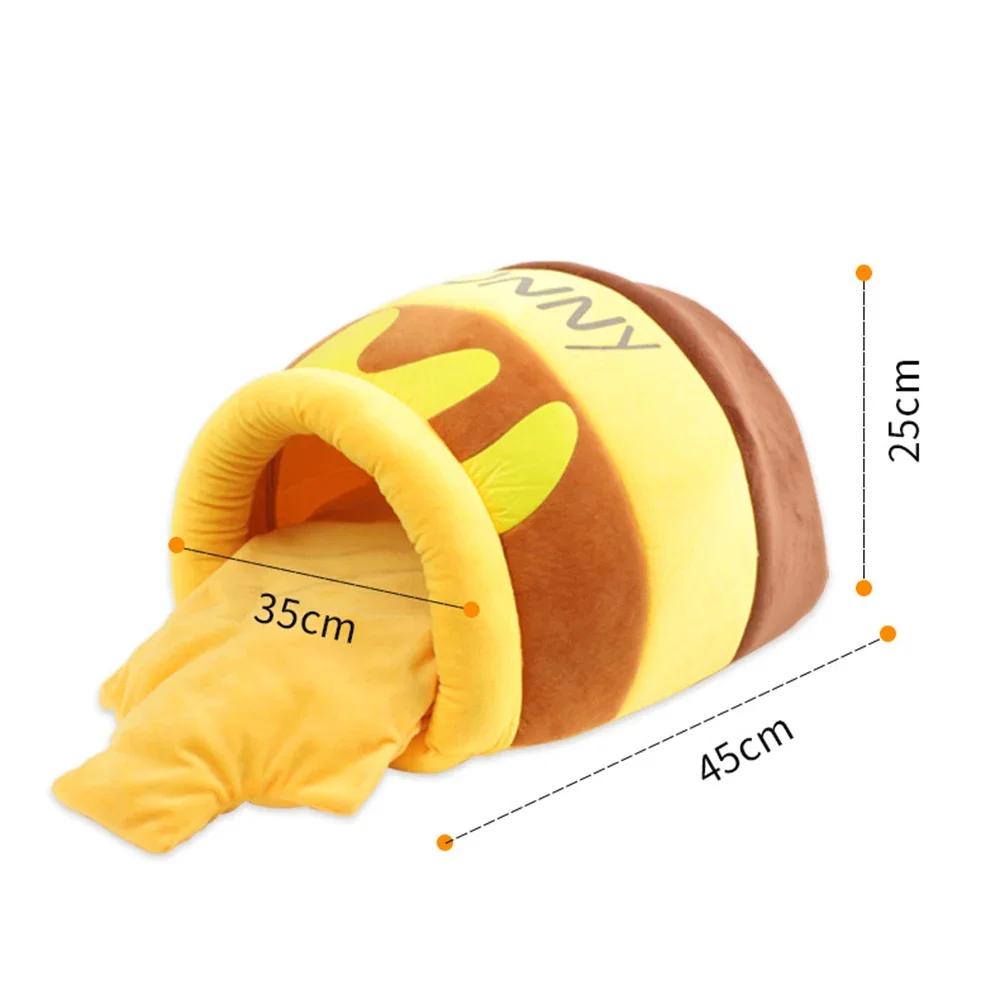 Bed for cat  House Removable Plush Mat Cats Four Seasons Cushion Basket Honey Jar Shape Machine  Pet Accessories