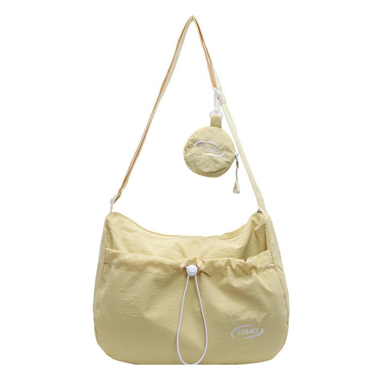 Korean Style Large Capacity Canvas Tote Bag - 2025 Autumn Pleated Niche Shoulder Crossbody Bag