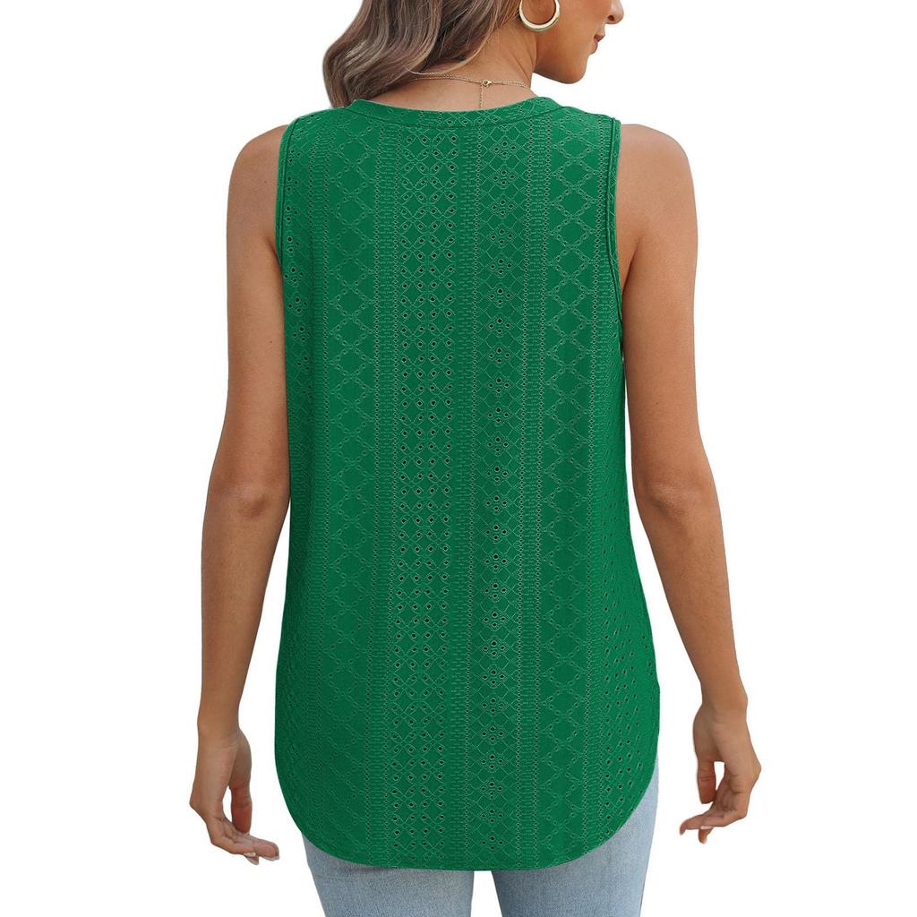 Women's Sleeveless Vest With Scoop Neck Loose Casual Summer Flowing Top Vest
