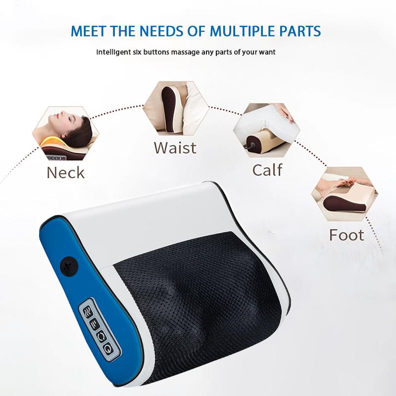 Multifunctional Neck and Shoulder Massage Pillow with 6 Massage Heads and 3 Gears