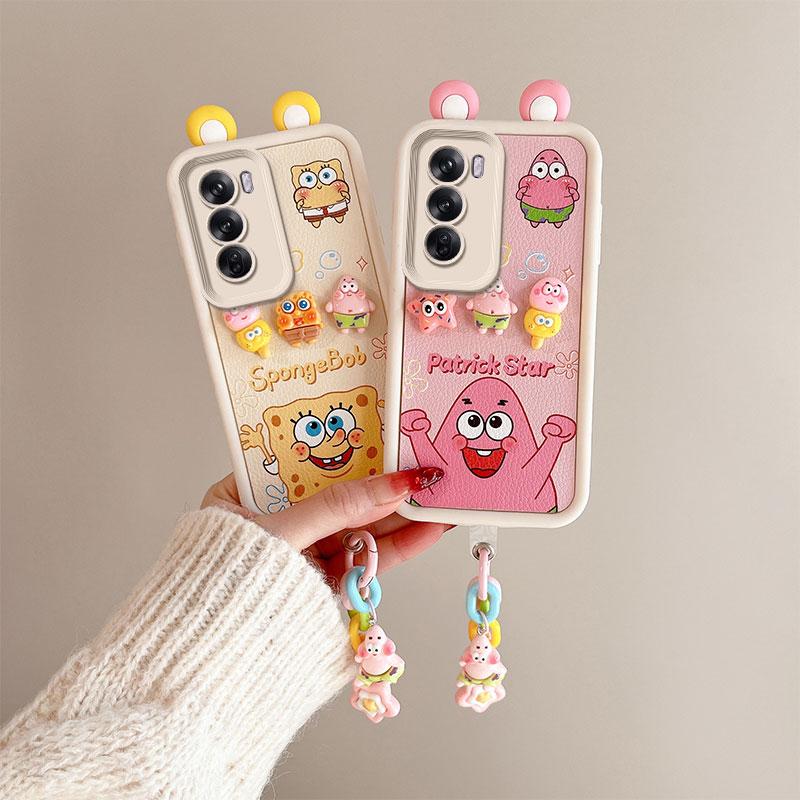 KEYSION Cute Ear 3D Cartoon Case for OPPO Reno12 Pro 5G with Bracelet Soft Silicone Shockproof Phone Cover for OPPO Reno 12 5G