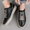 Herrenschuhe Dünne gelochte Brettschuhe Sport- und Freizeit-Lederschuhe Trend echtes Rindsleder dicksohlige atmungsaktive Hohlschuhe