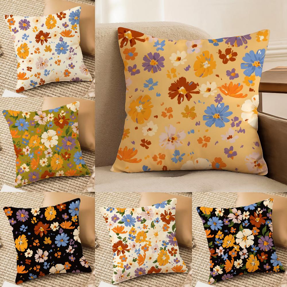 Elegant And Beautiful Flowers Cushion Cover Silky Elegant Comfort Sofa Bed Invisible Zipper Beach Pillowcase