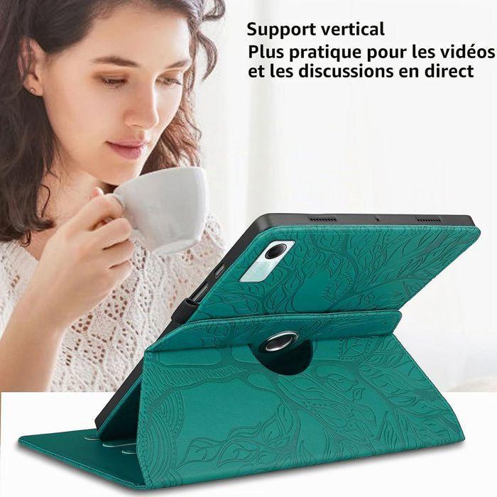 Coque pour Xiaomi Redmi Pad SE 11 Pouces, Etui Antichoc Rotatif Motif Arbre Cuir PU Vert