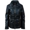 Women's Real Leather Puffer Jacket (KDFX) - Black