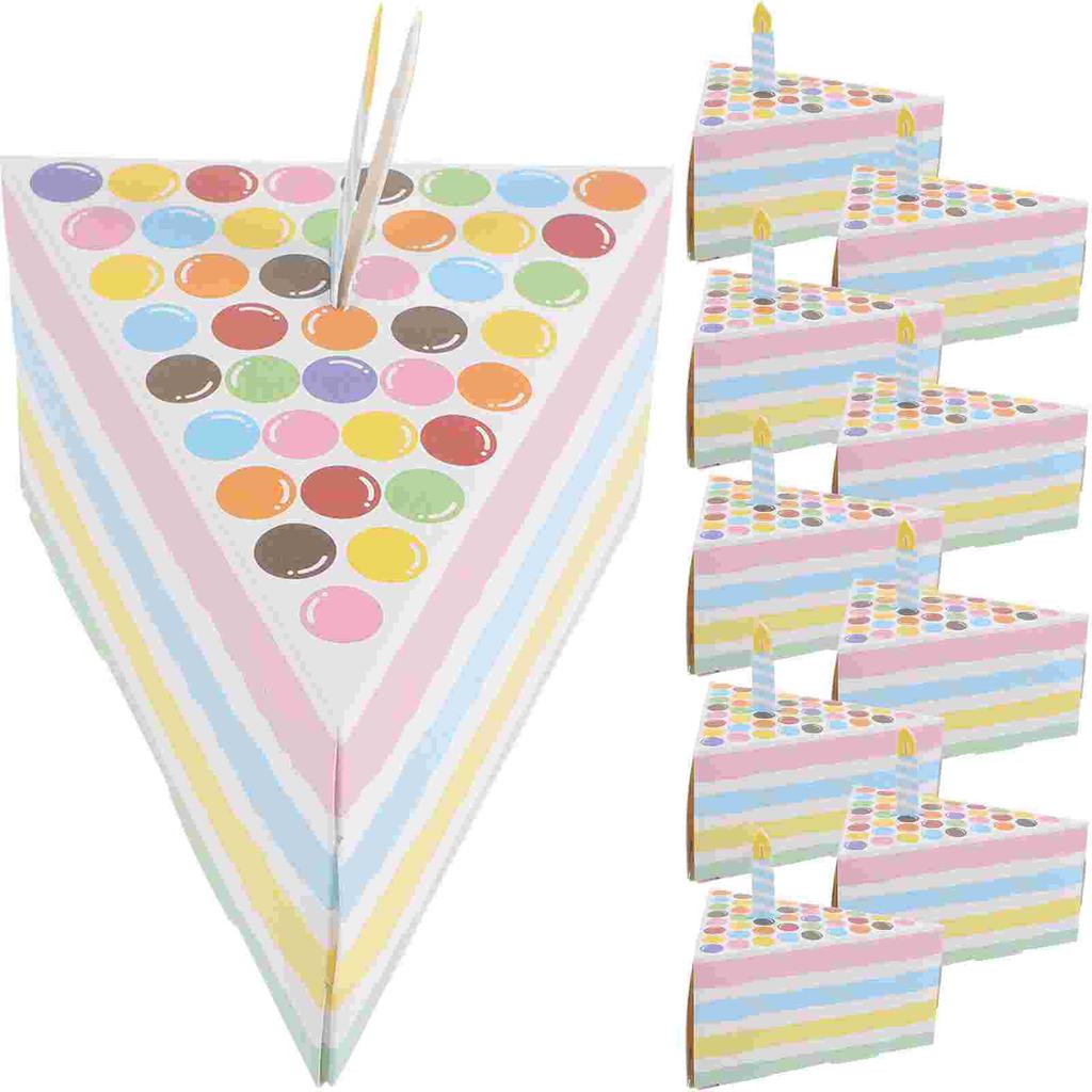 10 Pcs Triangular Cake Shape Birthday Party Creative Gift Box Favor Boxes Kraft Paper Case Bride Candy Holder