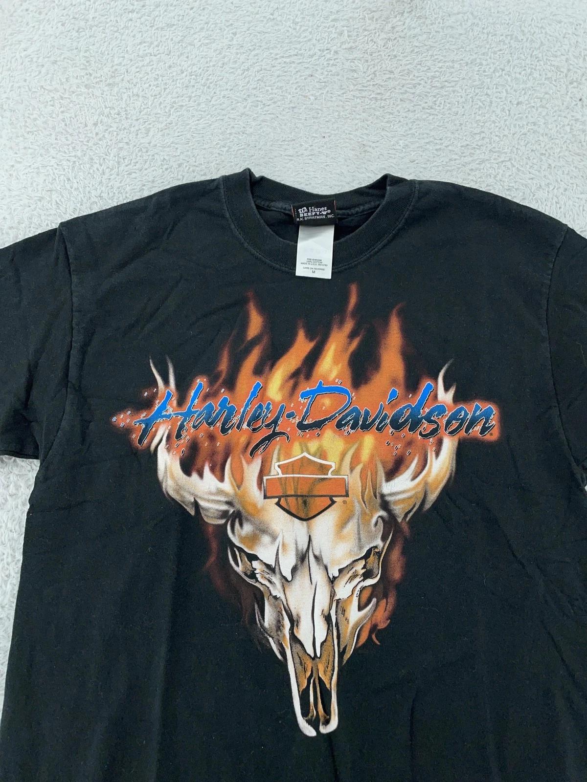 Harley-Davidson Shirt Medium Flames Skull Graphic Manchester New Hampshire Biker 3XL