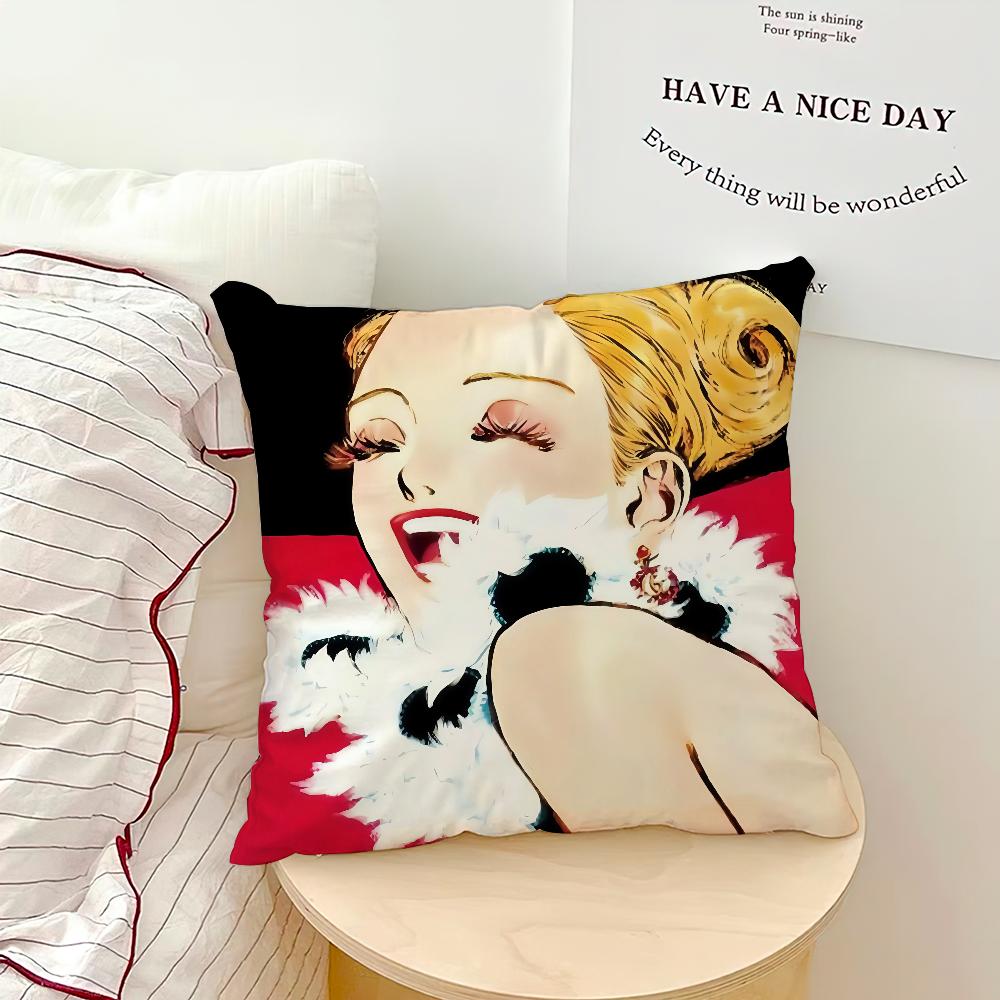 vintage manga emma aleksander V-Veil Kotteri cushion cover soft Pillow Case for Sofa Living Room Home Decor Protective Covers