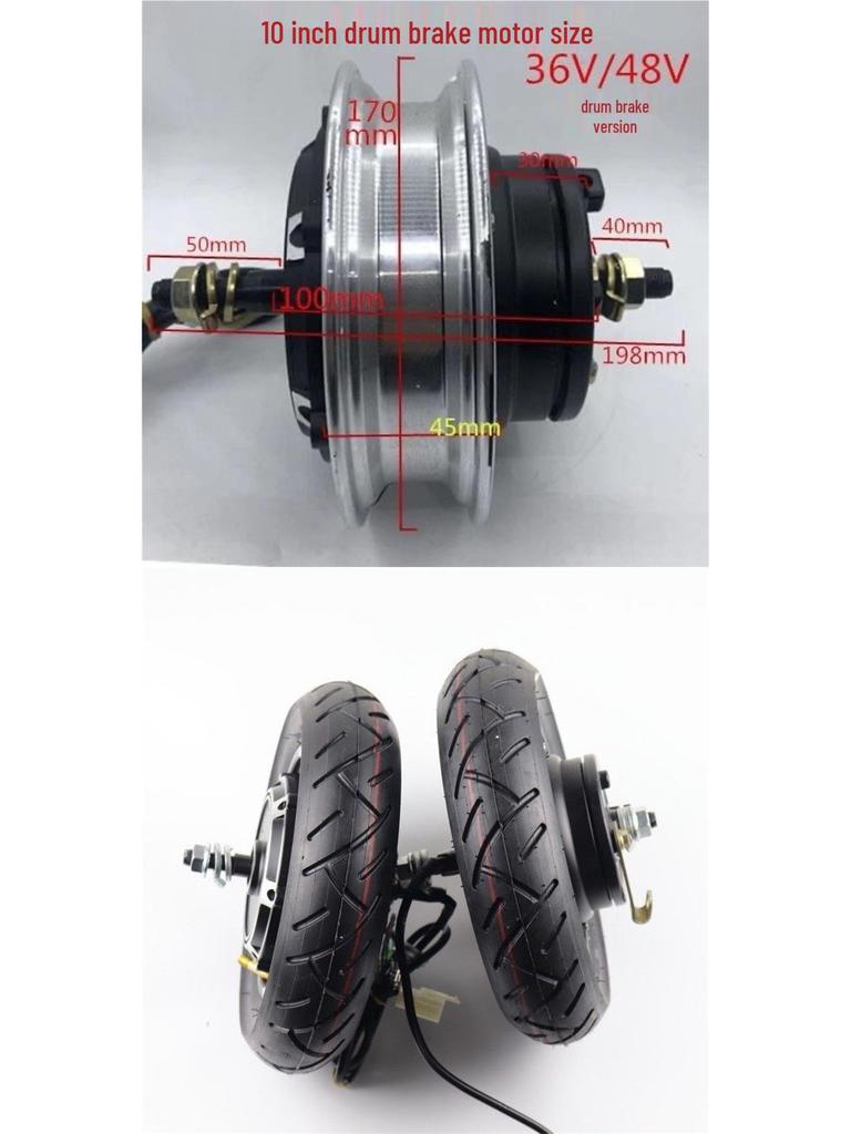10-Inch Electric Scooter Motor with Disc Brake for Ride-Hailing & Commuting, Compatible with 36V/48V Systems, Rear Wheel Hub Motor